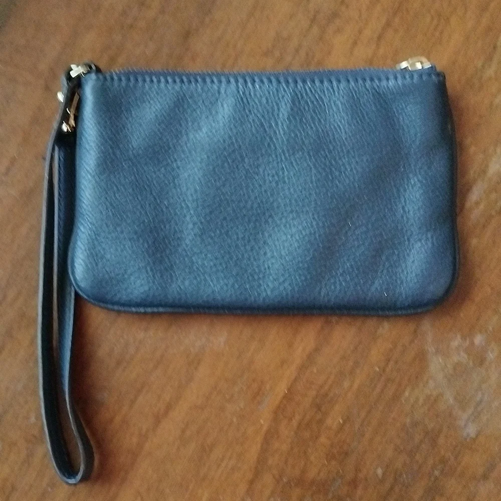 Michael Kors Navy blue pebble leather mini wristlet
